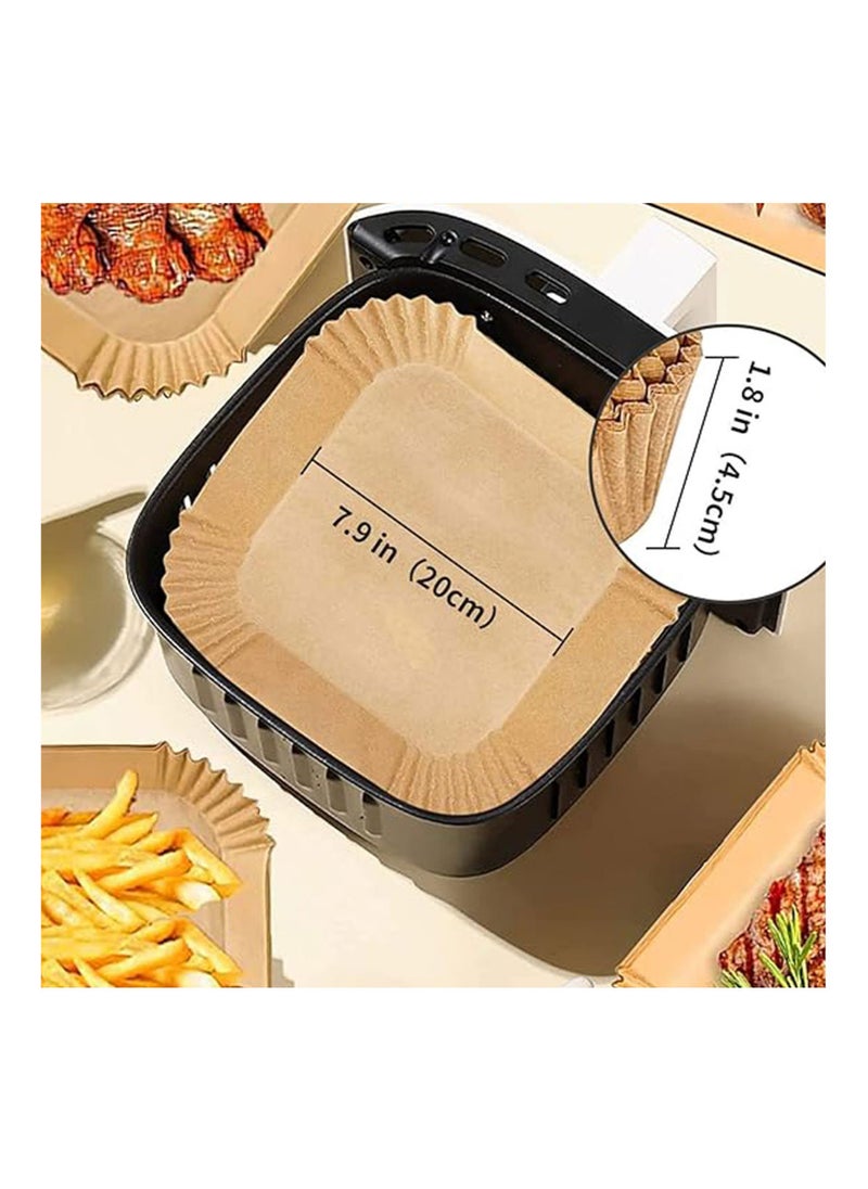 MIBRU - 200pcs Air fryer paper food plate liner brown 20x20cm - Image 1