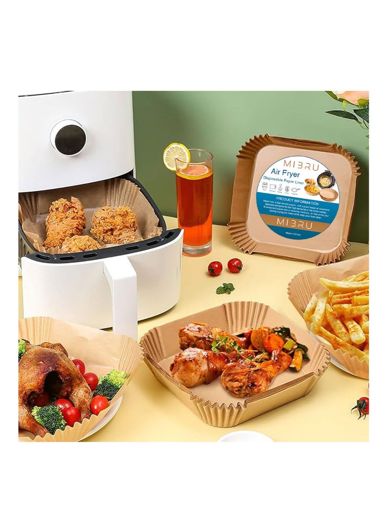 MIBRU - 200pcs Air fryer paper food plate liner brown 20x20cm - Image 1