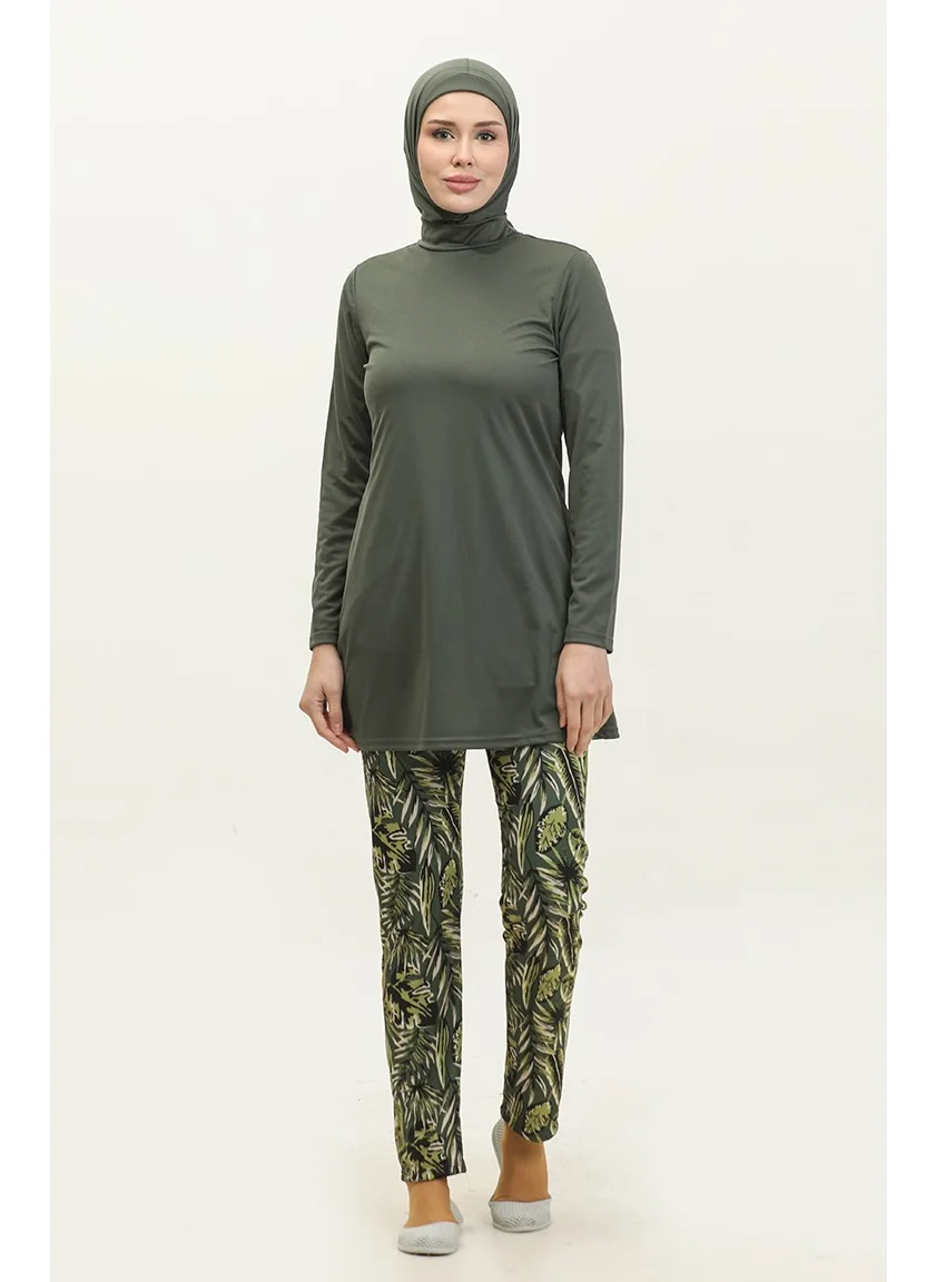 Sefa Merve Modest Swimsuit 2402-01 Khaki