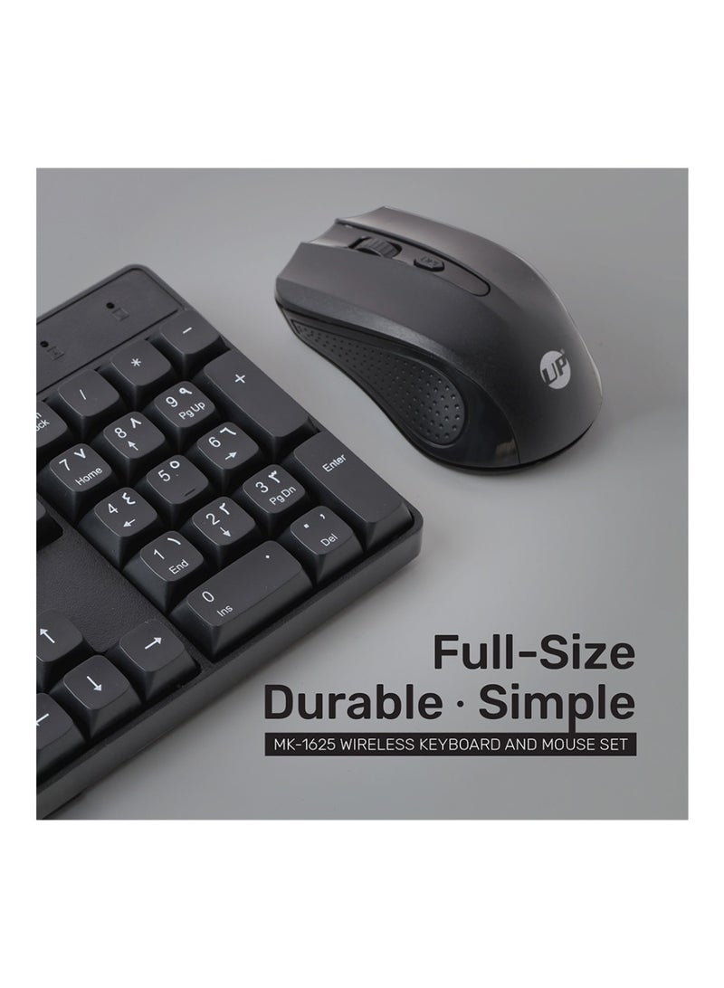 UP MK-1625 Wireless Keyboard and Mouse Combo – English/Arabic Layout - Image 2