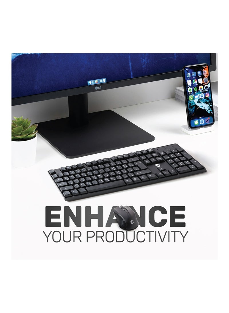 UP MK-1625 Wireless Keyboard and Mouse Combo – English/Arabic Layout - Image 3
