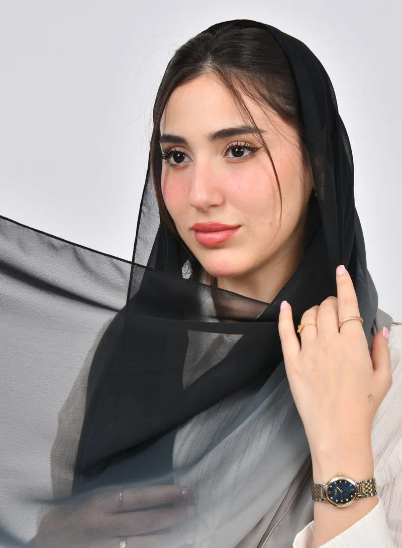 HAWRAA ABAYA Ombre chiffon scarf in black and gray