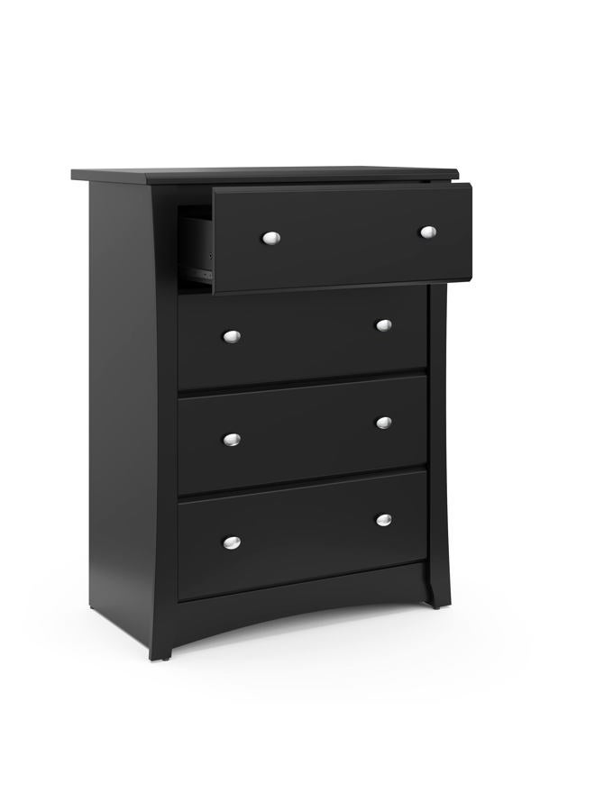 Storkcraft Crescent 4 Drawer Dresser (Black) – Dresser for Kids Bedroom, Nursery Dresser Organizer, Chest of Drawers for Bedroom with 4 Drawers, Universal Design for Children's Bedroom - Image 2