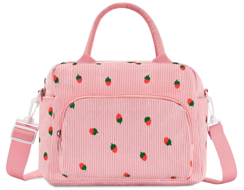 GASSDA Lunch Box for Women Insulated Lunch Bag Women Adult Cute Lunch Bags Reusable Lunchbox Cooler Tote Bag for Work Picnic (Pink-Strawberry) - Image 1