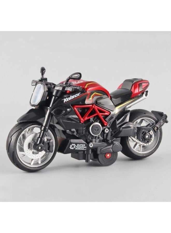 Dream Alloy Back Force Motorcycle Toy Car Children Simulation Motorcycle Model Boy Toy Car Wholesale-Color:Alloy Gusi Ta Red [window Box With Sound And Light] - Image 1
