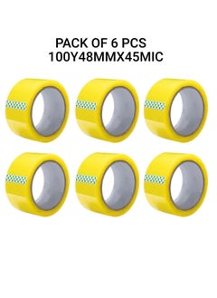 Yuwell Pack Of 6 Pcs Packing Tape For Sealing Parcel Boxes Use For Office Supplies And Home Packing Tape 100Y 48MMX45MIC  - Image 1