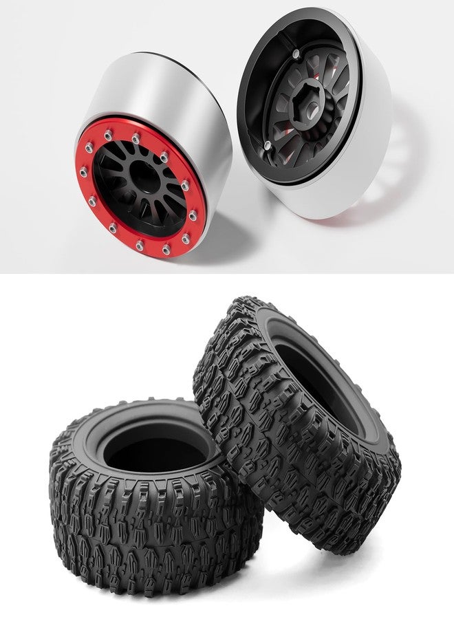 OGUNKE عجلات OGRC 1.3 مع إطارات مطاطية لجميع التضاريس لسيارة TRX4M SCX24 RC كراولر - 66 * 25 مم (C-أسود) - Image 5
