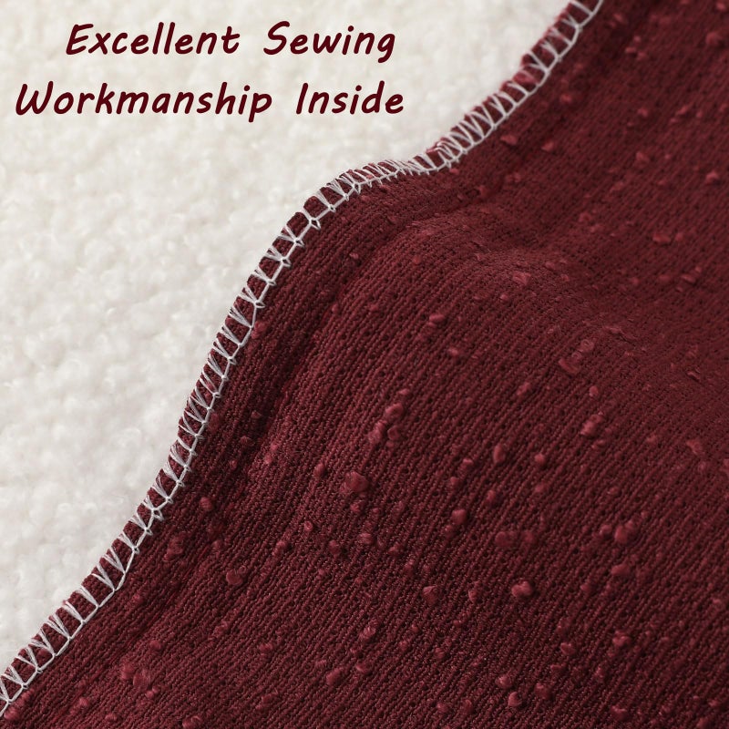 FUTEI حزمة futei من 2 burgundy boucle لهجة الزخرفة وسادة رمي وسادة 26 × 26 بوصة ناعمة صلبة صلبة من وسادة اليورو شمس ديكور المنزل للأريكة غرفة المعيشة سرير الأريكة - Image 4