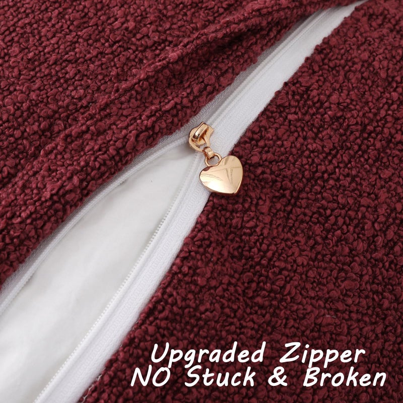 FUTEI حزمة futei من 2 burgundy boucle لهجة الزخرفة وسادة رمي وسادة 26 × 26 بوصة ناعمة صلبة صلبة من وسادة اليورو شمس ديكور المنزل للأريكة غرفة المعيشة سرير الأريكة - Image 3