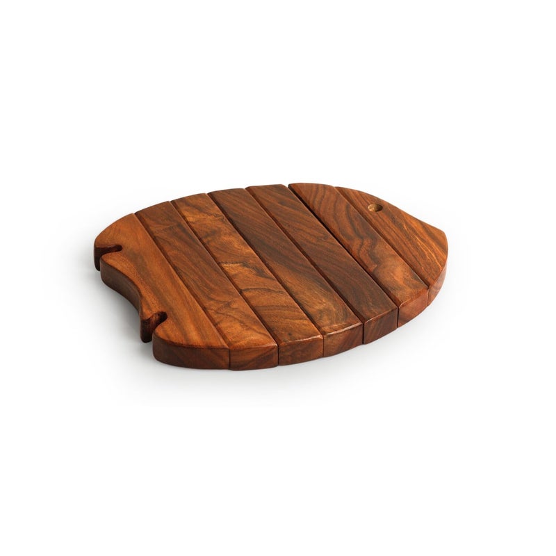ExclusiveLane 'Abstract Extendable Fish' Wooden Trivet for Dining Table | Handcrafted trivets for hot pots Trivets for Kitchen Tableware (Sheesham Wood, Brown) - Image 2
