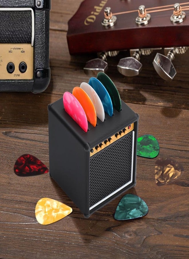 HETOETF Guitar Picks Holder Box, Amp Speaker Pick Holder with 5 Celluloid Guitar Picks, Guitar Pick Storage Box Set for Guitar, Bass, Ukulele Players - Image 3