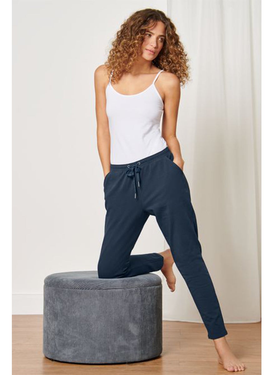 Tchibo Women Regular Fit Solid Trouser Pants, Navy  - Image 1