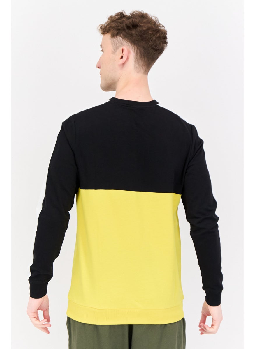 PUMA Men Slim Fit Long Sleeves Outdoor Sweatshirt, Black/Yellow/White  - Image 4