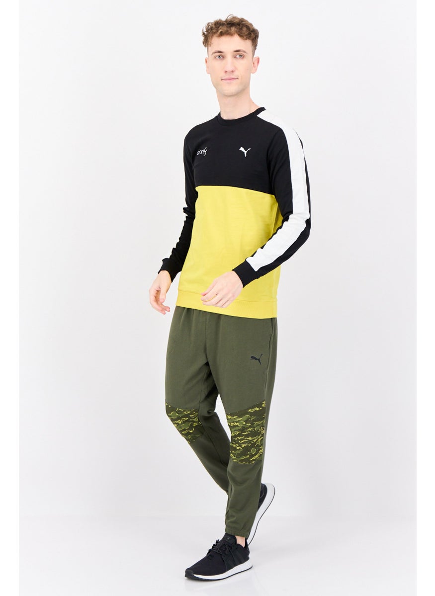 PUMA Men Slim Fit Long Sleeves Outdoor Sweatshirt, Black/Yellow/White  - Image 3