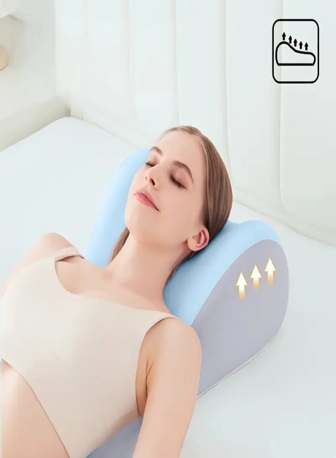 ارواق وسادة سرير مريحة من إسفنج الذاكرة للنوم على البطن وللأزواج - دعم للأمومة، وسادة للقراءة، إغلاق بسحاب، غطاء من البوليستر المنسوج - غسيل يدوي فقط، أزرق سماوي - Image 3