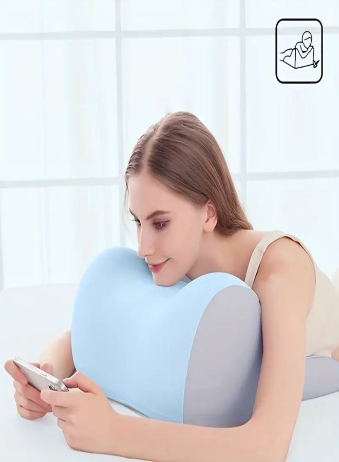 ارواق وسادة سرير مريحة من إسفنج الذاكرة للنوم على البطن وللأزواج - دعم للأمومة، وسادة للقراءة، إغلاق بسحاب، غطاء من البوليستر المنسوج - غسيل يدوي فقط، أزرق سماوي - Image 5