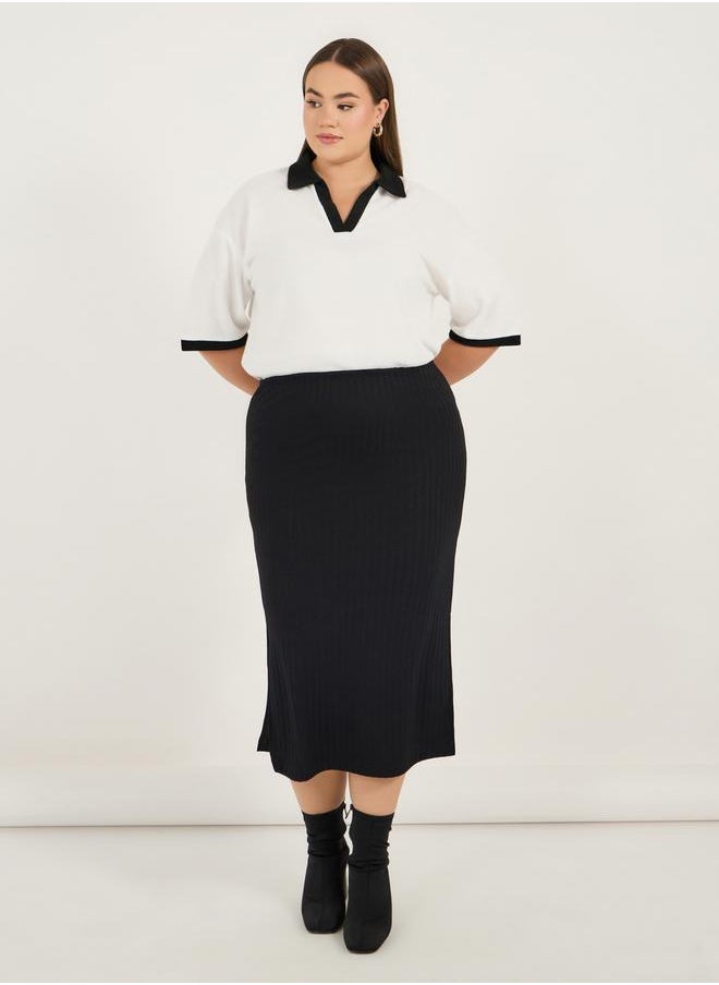 Styli Plus Size Contrast Trim Boxy Fit Collared Polo T-shirt  - Image 2