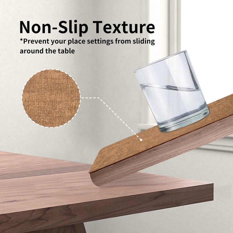 Maxpearl Faux Leather Placemats Set of 6 - Waterproof - Wipe Clean - Heat Resistant - Anti Slip Dining Table Place Mats, Suitable for Indoor & Outdoor Use, 17â€™â€™Ã—12â€™â€™, Brown - Image 5