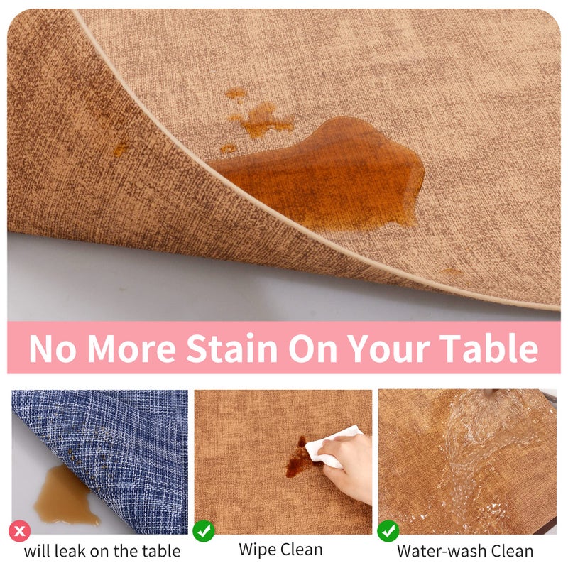 Maxpearl Faux Leather Placemats Set of 6 - Waterproof - Wipe Clean - Heat Resistant - Anti Slip Dining Table Place Mats, Suitable for Indoor & Outdoor Use, 17â€™â€™Ã—12â€™â€™, Brown - Image 3