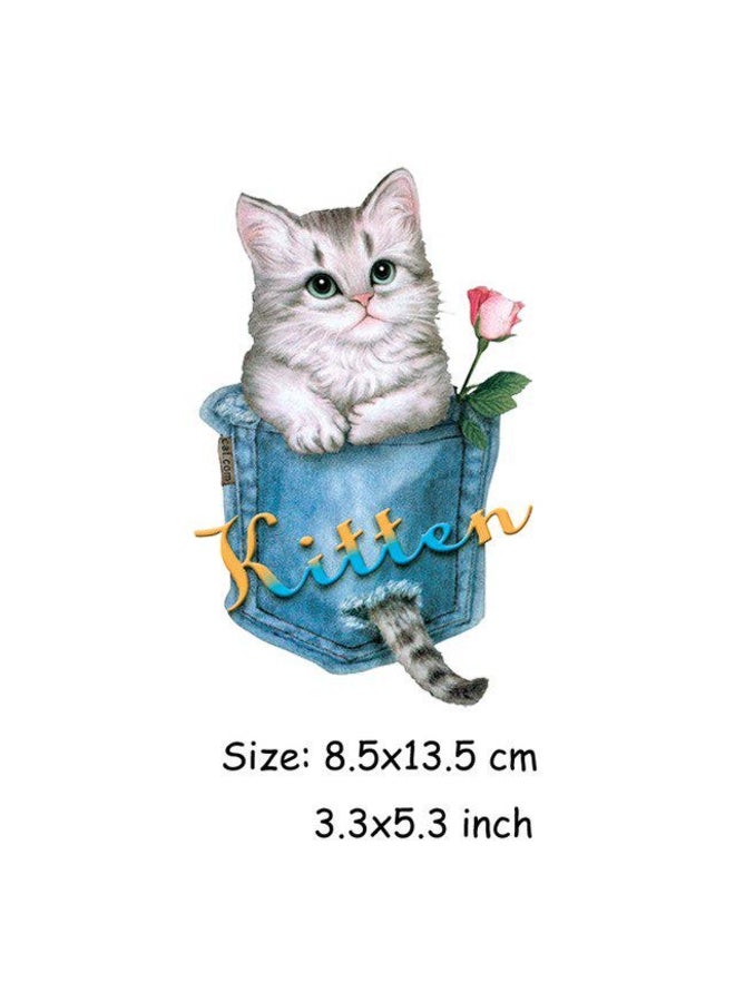 Generic Cat Stickers Pockets Style Heat Transfer Patches DIY Sweet Washable 3D Iron On Parches For Jeans 