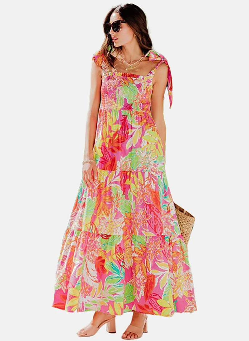 YUNIQEE Floral Smocked Maxi Dress