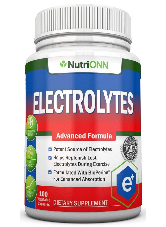 NutriONN Electrolytes 100 Natural Electrolyte Replacement Capsules Premium Keto Friendly Pills No Sugar Great For Hydration Recovery And Hangovers Trace Minerals Potassium Magnesium Sodium Salts - Image 1