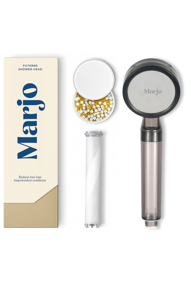 Marjo Shower Filter - High Pressure Handheld Shower Head | Water Filter Shower for Hair Loss | Healthy Skin & Hair, Bathroom Accessories, Lab-Tested Chlorine Removal (Transparent Black) - Image 1
