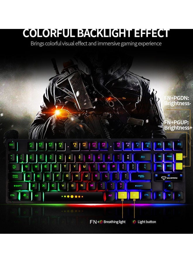 GK-10 USB Wired Keyboard Keyboard 87 Keys Black S1 black single mouse - Image 4