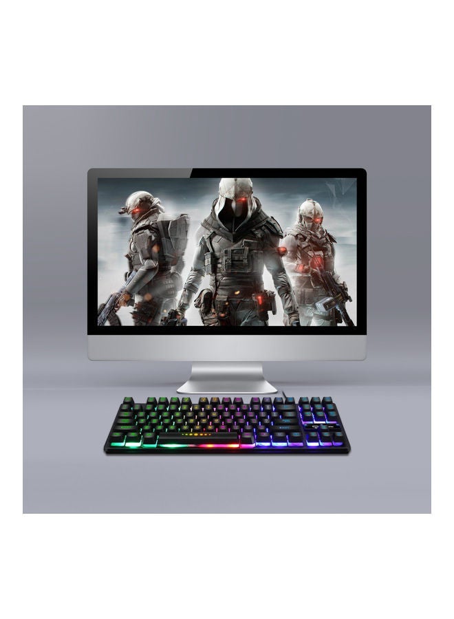 GK-10 USB Wired Keyboard Keyboard 87 Keys Black S1 black single mouse - Image 3
