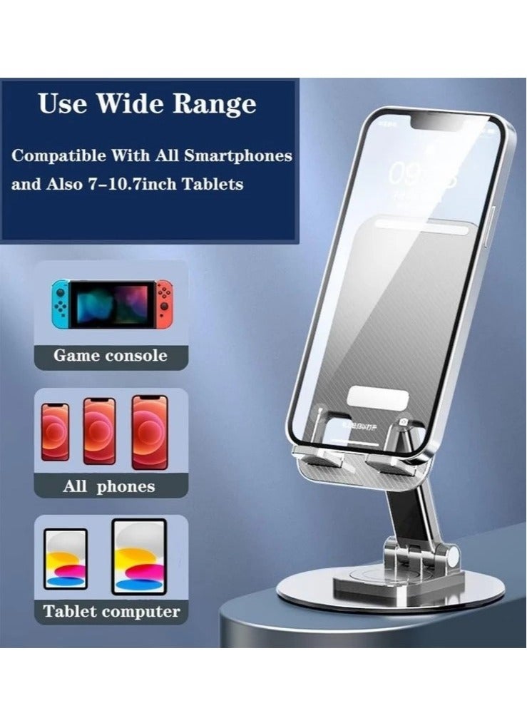 Portable Foldable Phone Stand, 360 Degree Rotation, Height Adjustable, Cell Phone Holder - White - Image 3