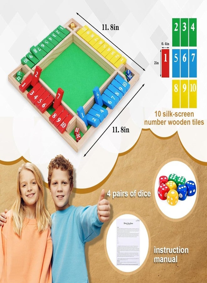 براند كونكور لعبة "أغلق الصندوق" الخشبية من براند كونكر مع 8 نرد، لعبة لوحية كلاسيكية بأربعة جوانب قابلة للقلب، مناسبة للأطفال والكبار | لعبة عائلية ممتعة وتعليمية واستراتيجية، من 2 إلى 4 لاعبين (لعبة "أغلق الصندوق") - Image 3