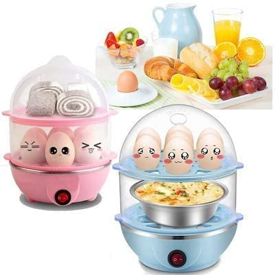 TERXA TERXA Egg Boiler 14 Egg Poacher For SteamingCookingBoilingFrying Electric Automatic Egg Cooker Portable Double Layer Steamer Kitchen Tool Accessories Pack of 1Multicolor  - Image 2