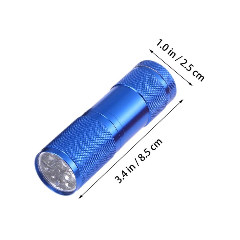 9 LED Mini Aluminum UV Flashlight Portable Torch Light For Camping Hiking Black Silver 4 Pack - Image 5