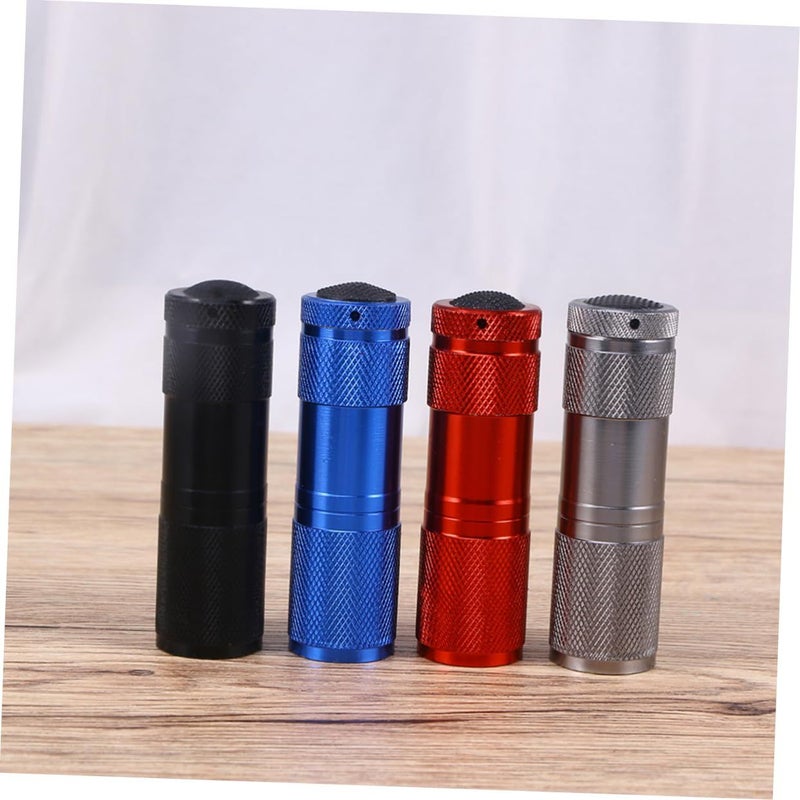9 LED Mini Aluminum UV Flashlight Portable Torch Light For Camping Hiking Black Silver 4 Pack - Image 3