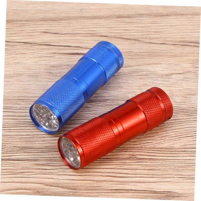 9 LED Mini Aluminum UV Flashlight Portable Torch Light For Camping Hiking Black Silver 4 Pack - Image 4