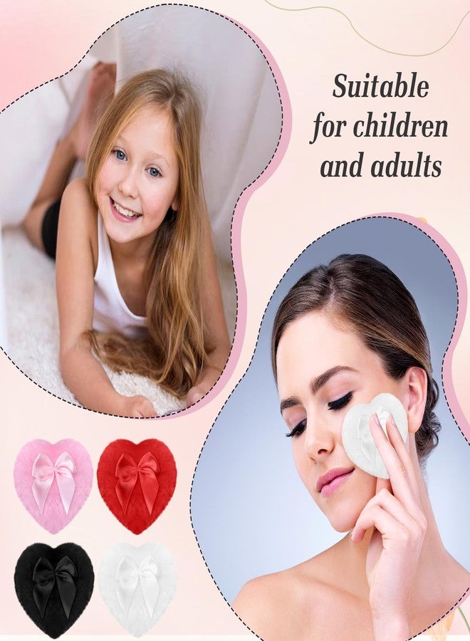 Guduling 4 Pcs Large Powder Puff,Heart Dusting Powder Puff,Soft Face Body Powders Puffs, Washable Reusable Makeup Puffs for Body Powders Wet Dry Makeup Tool for Baby & Kid & Adult - Image 4