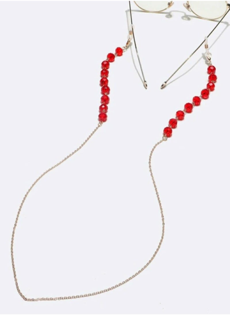 RA accessories Women's Elegant Shape Eyeglasses Chain Of Golden With Red Crystal  - Image 1