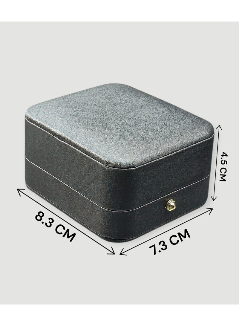 Al Seraj Luxury Premium Pendant & Earring Jewelry Box | Grey Rexine Exterior with Grey Velvet Interior | Elegant Jewellery Gift Box for Wedding, Proposal & Shop Display - Image 2