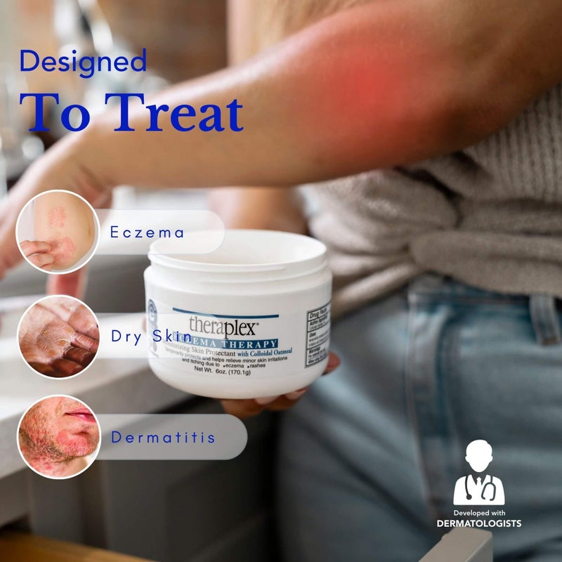 Theraplex ثيرابليكس لعلاج الإكزيما (6 أونصات) - مرطب واقي للبشرة مع دقيق الشوفان الطبيعي، غير مسبب للرؤوس السوداء، ومضاد للحساسية، خالي من العطور - ختم الموافقة من الجمعية الوطنية للإكزيما - Image 2