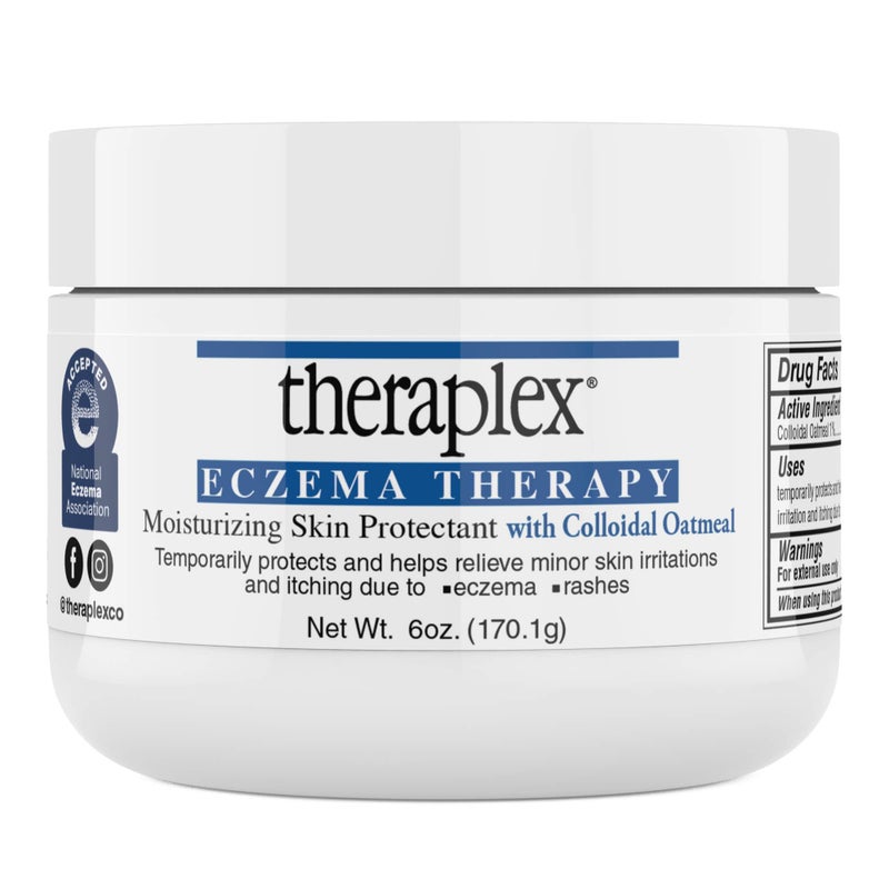Theraplex ثيرابليكس لعلاج الإكزيما (6 أونصات) - مرطب واقي للبشرة مع دقيق الشوفان الطبيعي، غير مسبب للرؤوس السوداء، ومضاد للحساسية، خالي من العطور - ختم الموافقة من الجمعية الوطنية للإكزيما - Image 1