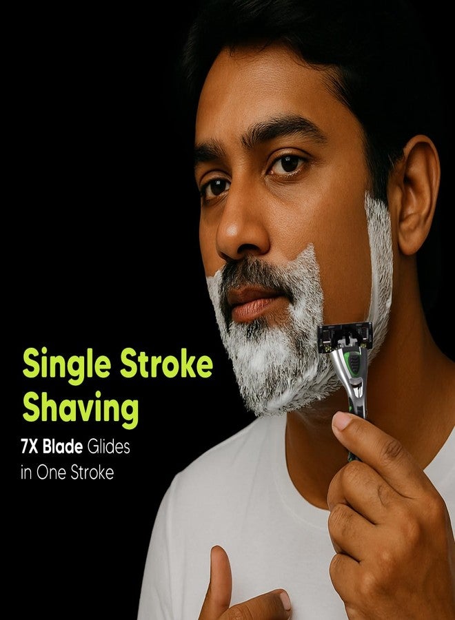 LetsShave Pro 7 Max Razor Cartridges For Men | World's First & Only 7-Blade Shaving Razor With Precision Blades & Honey Comb Guard Bar | Argan Oil, Aloe & Vitamin E - 4 Count - Image 3