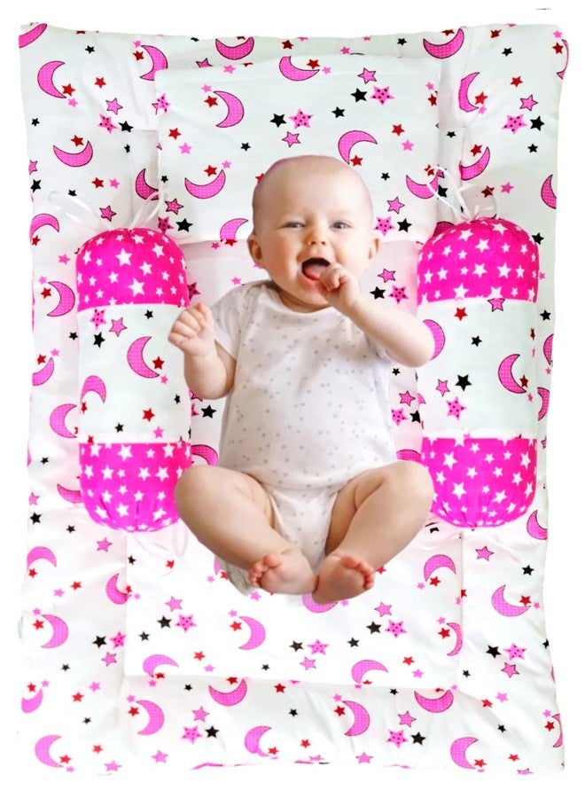 First Kick طقم هدايا "الركلة الأولى" من القطن، يتضمن طقم مفروشات سرير للأطفال حديثي الولادة مع 3 وسائد، باللونين الوردي والأبيض، قطعة واحدة. - Image 2