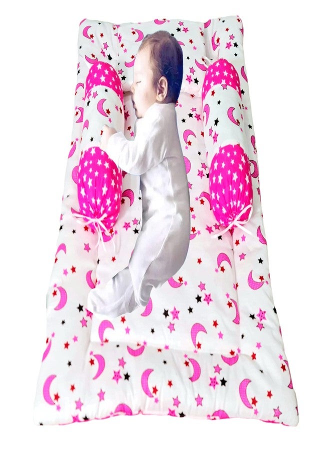 First Kick طقم هدايا "الركلة الأولى" من القطن، يتضمن طقم مفروشات سرير للأطفال حديثي الولادة مع 3 وسائد، باللونين الوردي والأبيض، قطعة واحدة. - Image 1