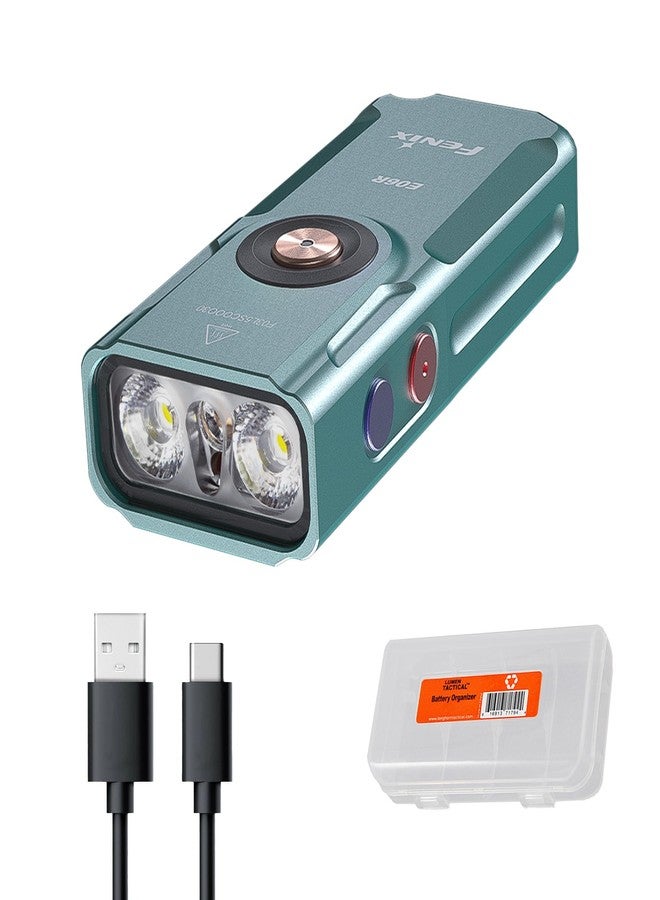 Fenix E06R 700 Lumen 3-in-1 EDC Keychain Flashlight, USB-C Rechargeable, Includes UV Light and Lumentac Organizier (Green) - Image 1