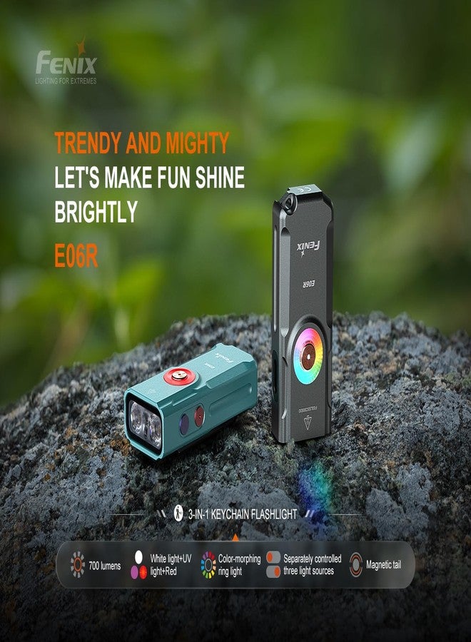 Fenix E06R 700 Lumen 3-in-1 EDC Keychain Flashlight, USB-C Rechargeable, Includes UV Light and Lumentac Organizier (Green) - Image 2