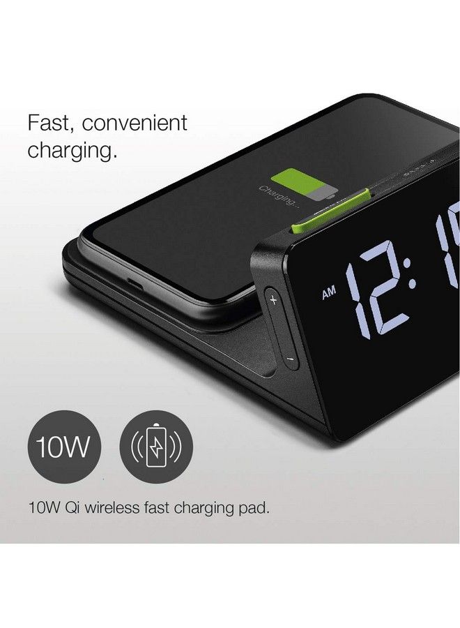 BRAUN Digital Alarm Clock With Va Lcd Display 10W Qi Wireless Fastcharging Pad Automatic Backlight Adjustment Quick Set Beep Alarm In Black Model Bc21B. - Image 3