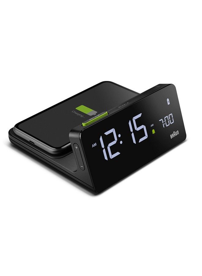 BRAUN Digital Alarm Clock With Va Lcd Display 10W Qi Wireless Fastcharging Pad Automatic Backlight Adjustment Quick Set Beep Alarm In Black Model Bc21B. - Image 2
