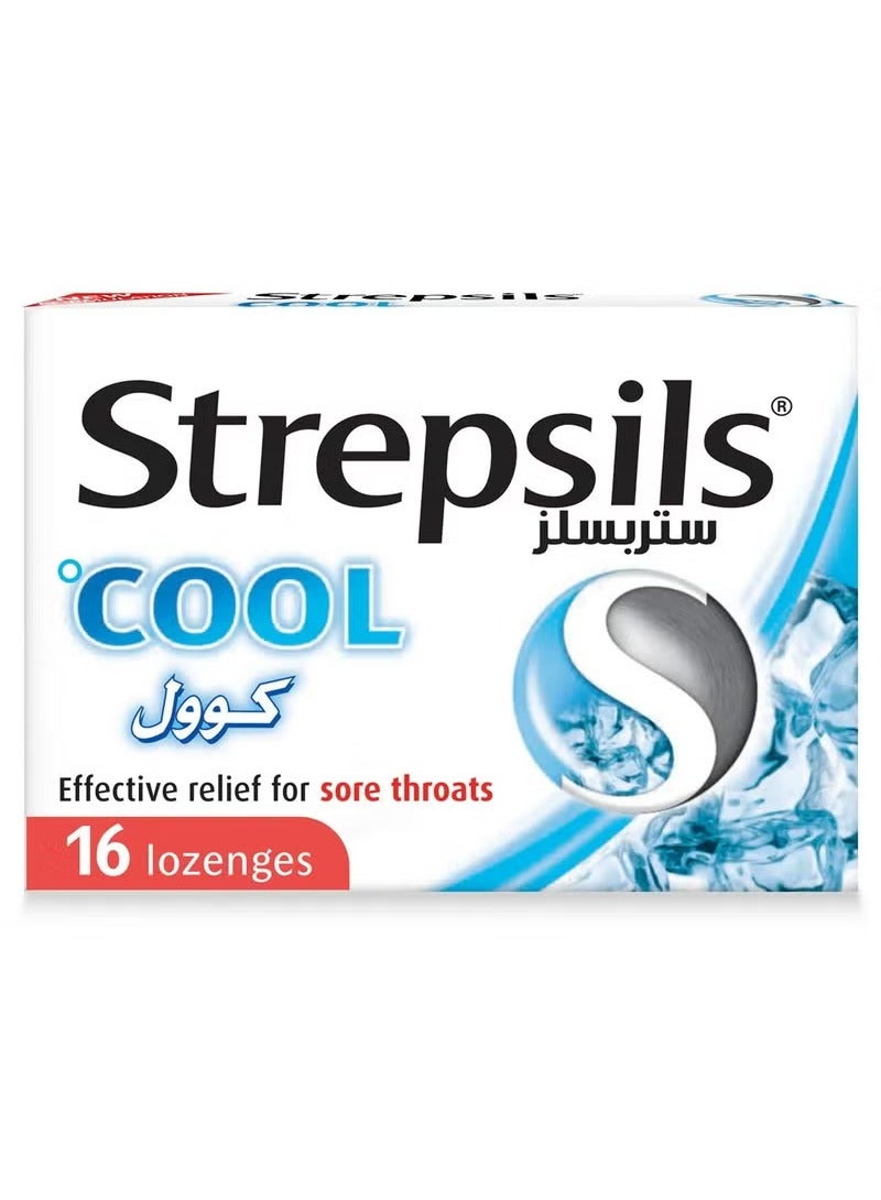 Strepsils Strepsils Cool Lozenges, New Formulation With Cool Sensation For Fast Effective Relief From Sore Throats, Pack of 16's 