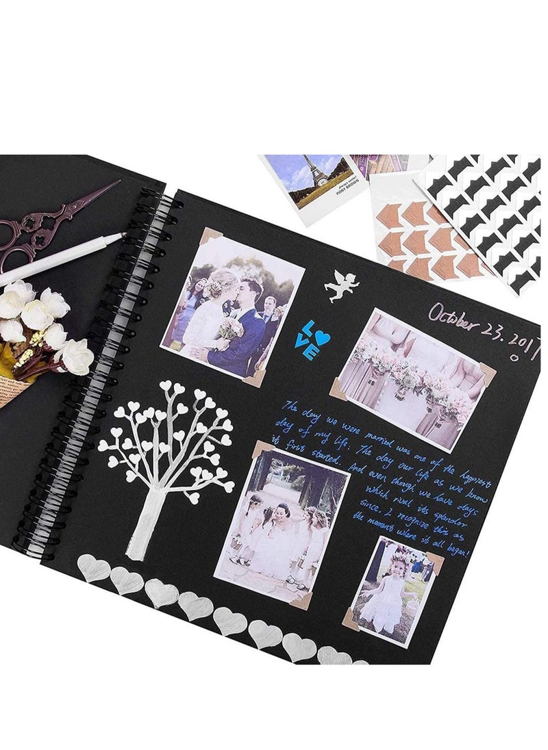 SYOSI - Scrap Book 30 Black Pages Scrapbook, Photo Album 10 x10 inches Memory Books Guestbooks, DIY Gift Scrapbooking Kits,Standart high quality wire-o bound album,black - Image 1