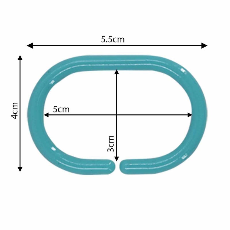 KidsCity.in Shower Curtain Rings, Plastic Rust-Proof, Unbreakable, Slides Easily on Bath Drape Rod, Curtain Liner, 36 C Shape Hooks - (JS160913) Turquoise  - Image 5